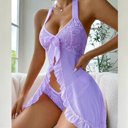 2 Piece Floral Net Night Dress