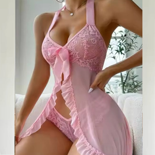 2 Piece Floral Net Night Dress